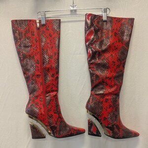 Ninety Union red snakeskin boots